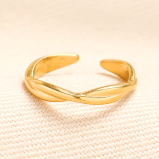 Stainless Steel Twist Toe Ring in Gold