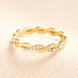 Stainless Steel Twisted Ring in Gold