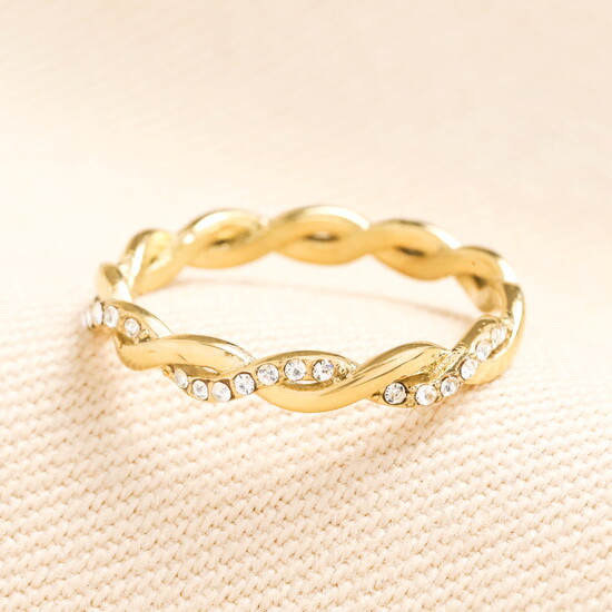 Stainless Steel Twisted Ring in Gold