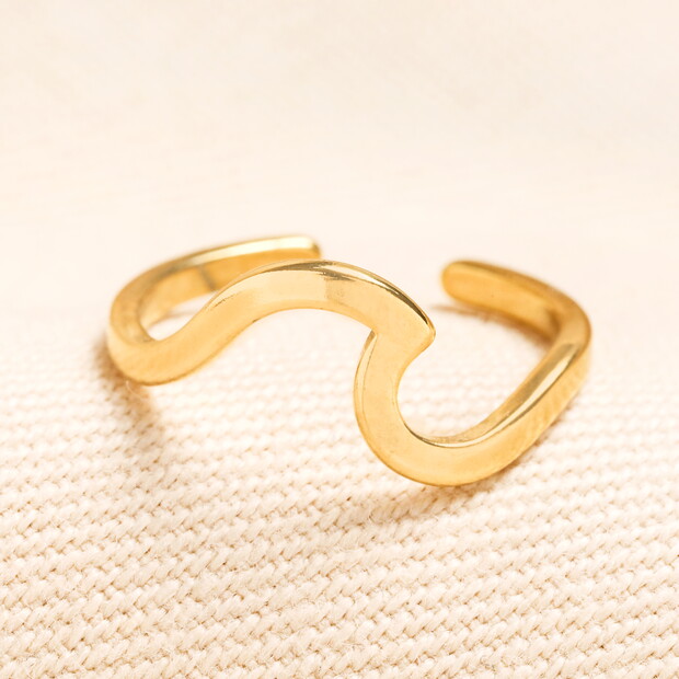 Stainless Steel Wave Toe Ring in Gold