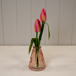 Ribbed Rose Mini Glass Bottle 