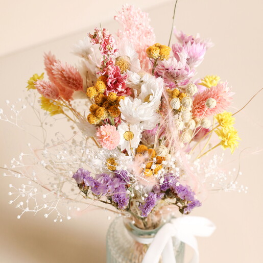 Honey Bloom Dried Flower Posy & Vase