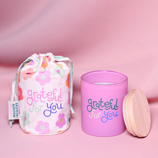 Raspberry Blossom 'Grateful For You' Candle & Pouch