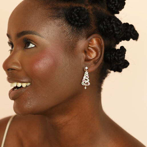 model shot of festive drop earrings