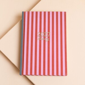 Pink and Burgundy Stripe 2027 Diary