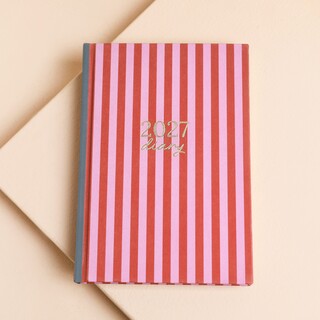 Pink and Burgundy Stripe 2027 Diary