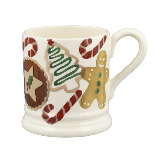 Emma Bridgewater Christmas Treats ceramic mug showing candy cane and gingerbread patterns