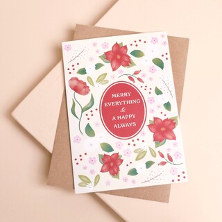 Merry Everything Poinsettia Greetings Card