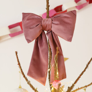 Large Pink Velvet Bow Christmas Tree Topper