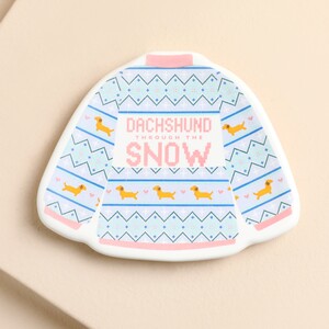Ceramic Dachshund Through The Snow Trinket Dish