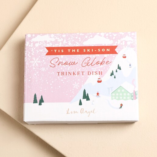 Illustrated gift box for Tis The Ski-Son snow globe trinket dish