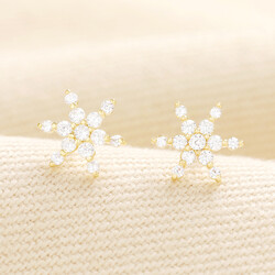 Crystal Snowflake Stud Earrings in Gold