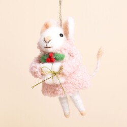 Felt Christmas Present Mouse Hanging Decoration