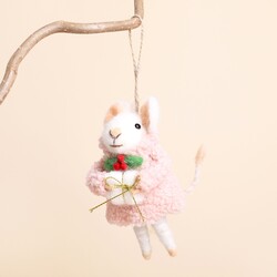 Felt Christmas Present Mouse Hanging Decoration