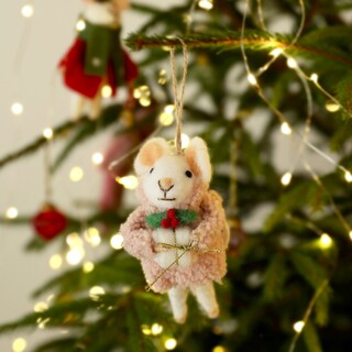 Felt Christmas Present Mouse Hanging Decoration
