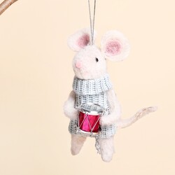 Felt Drumming Mouse Hanging Decoration