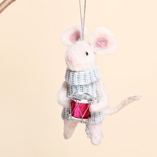 Felt Drumming Mouse Hanging Decoration
