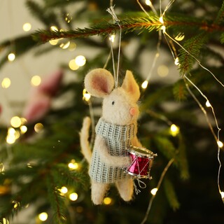 Felt Drumming Mouse Hanging Decoration