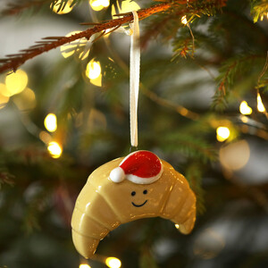 Ceramic Christmas Croissant Hanging Decoration