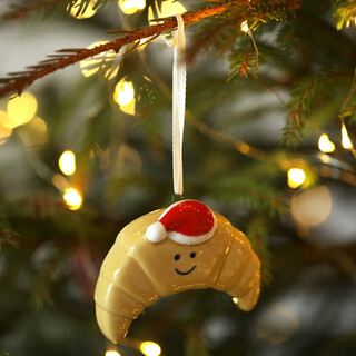 Ceramic Christmas Croissant Hanging Decoration