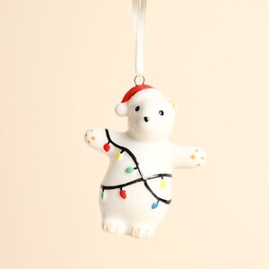 Ceramic Christmas Bear Hanging Decoration
