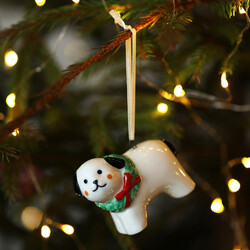 Ceramic Christmas Dog Hanging Decoration