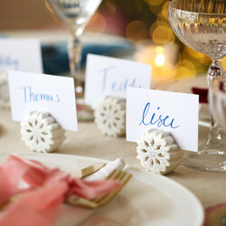 Ceramic Snowflake Place Name Card Holder Set