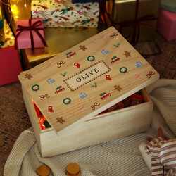 Personalised Festive Wooden Christmas Eve Box