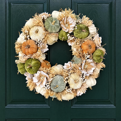 Velvet Pumpkin Decorative Wreath