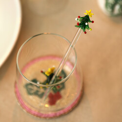Glass Christmas Tree Cocktail Drink Stirrer