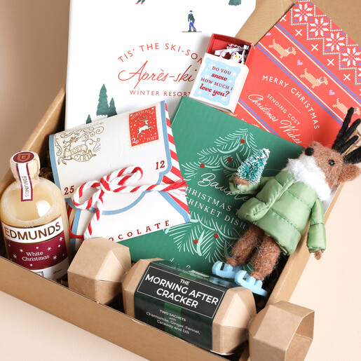 close up of Christmas hamper contents