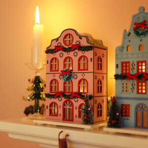 Wooden Pink House LED Light Decoration