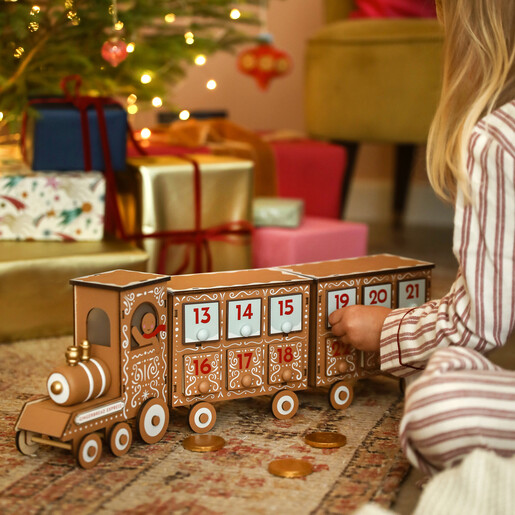 lifestyle shot of personalised train advent calender