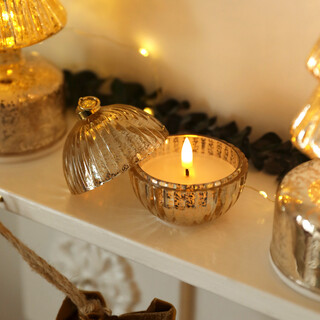 Gold Glass Faux Bauble LED Candle