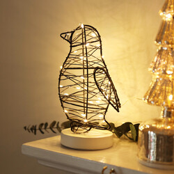 Battery Powered Black Wire Penguin Light