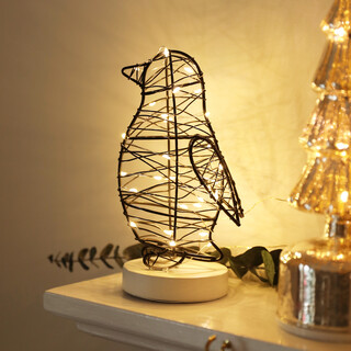 Battery Powered Black Wire Penguin Light