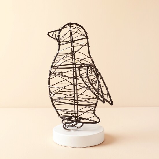 Battery Powered Black Wire Penguin Light
