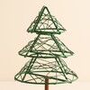 Close-up of the green wire tiers and fairy lights on the Christmas tree
