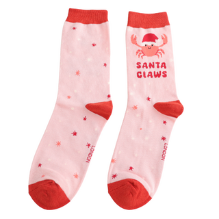 Miss Sparrow Santa Claws Christmas Socks in Pink