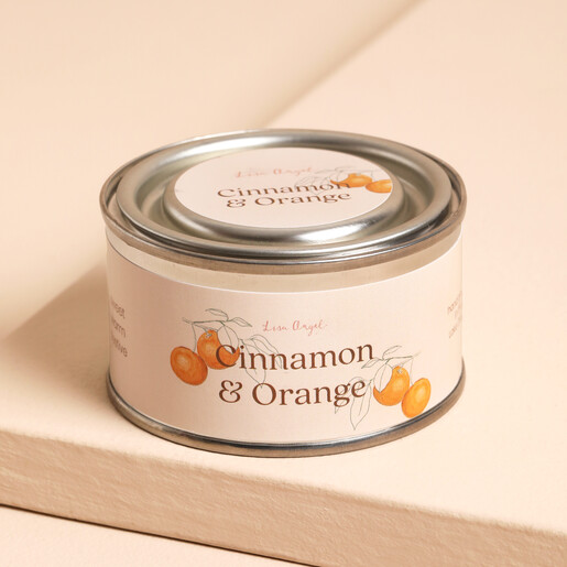 Cinnamon and Orange paint pot candle with push-fit lid closed