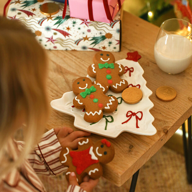 White Ceramic Bow Christmas Tree Plate
