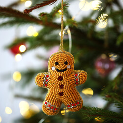 Beaded Gingerbread Man Hanging Decoration