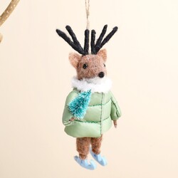 Felt Ski Jacket Reindeer Hanging Decoration
