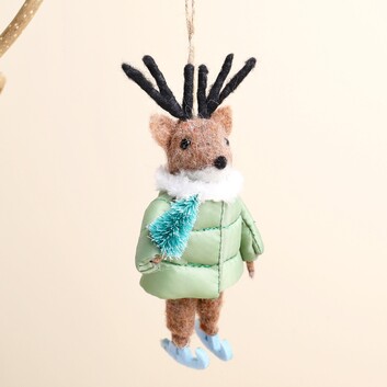 Felt Ski Jacket Reindeer Hanging Decoration