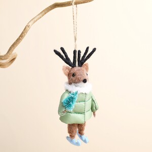 Felt Ski Jacket Reindeer Hanging Decoration