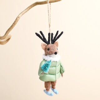 Felt Ski Jacket Reindeer Hanging Decoration