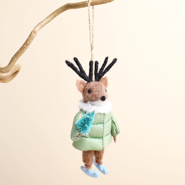 Felt Ski Jacket Reindeer Hanging Decoration