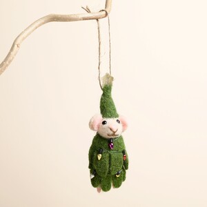 Felt Christmas Tree Mouse Hanging Decoration