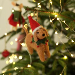 Felt Santa Hat Dog Hanging Decoration
