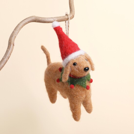 Felt Santa Hat Dog Hanging Decoration